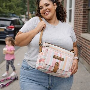 Lily Bloom Ivy Mid Crossbody Bag Pastel Stripe Women NWT